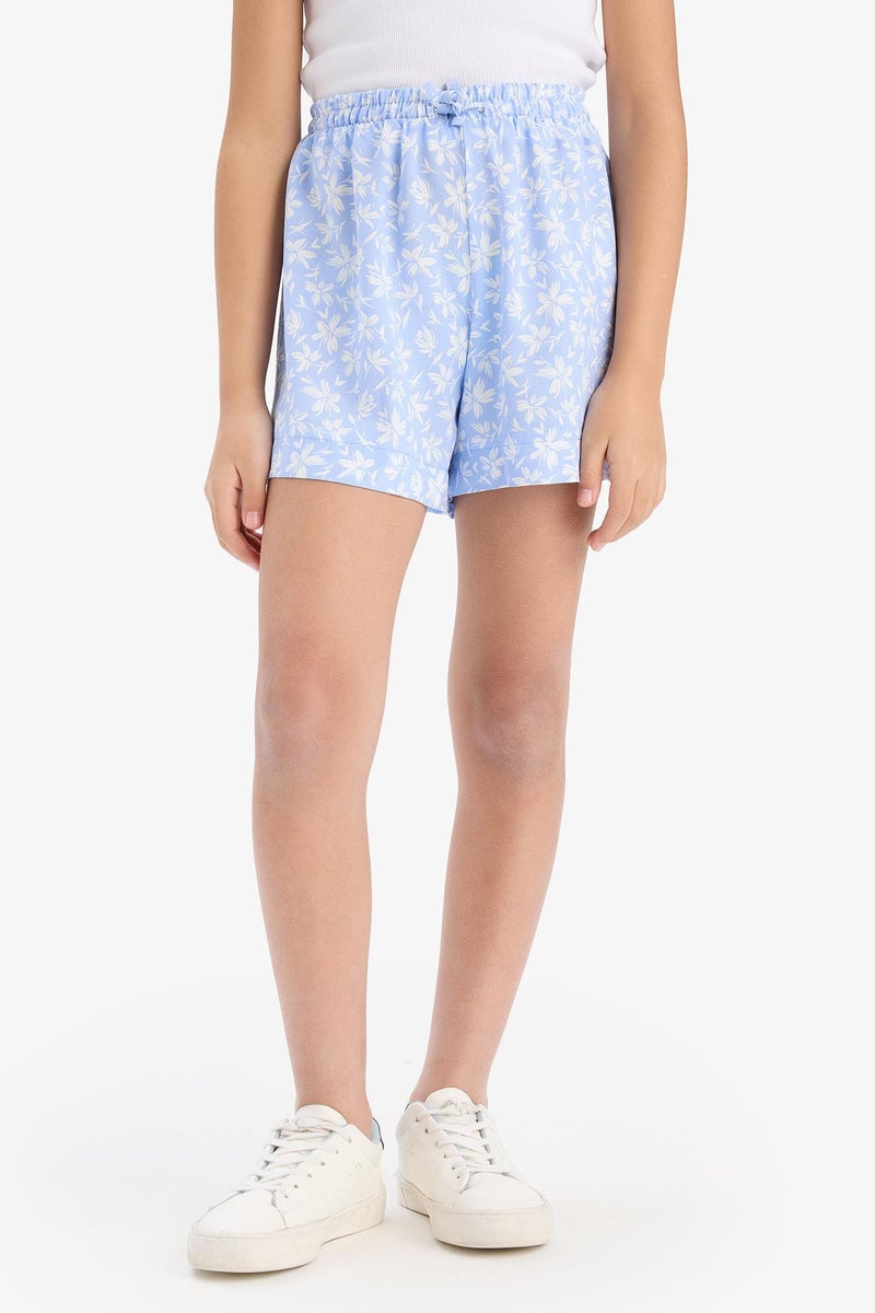 DeFacto Blue Girl Girl Floral Patterned Viscose Shorts Casual - Image 5